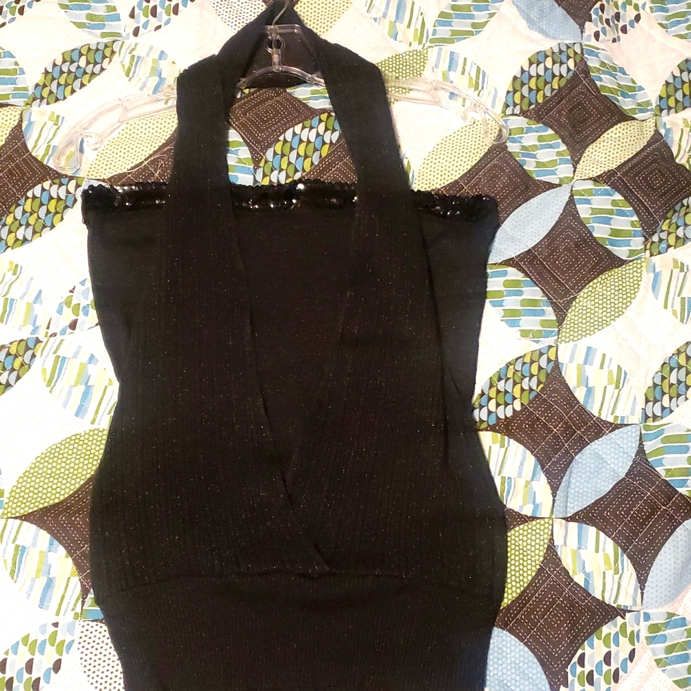 Women's Large Black Sparkly Top